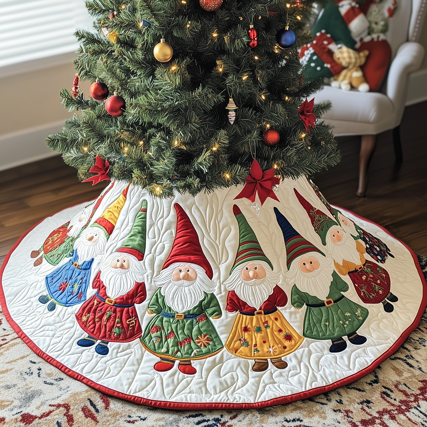 Winter Gnomes Quilted Tree Skirt GFTOTL507