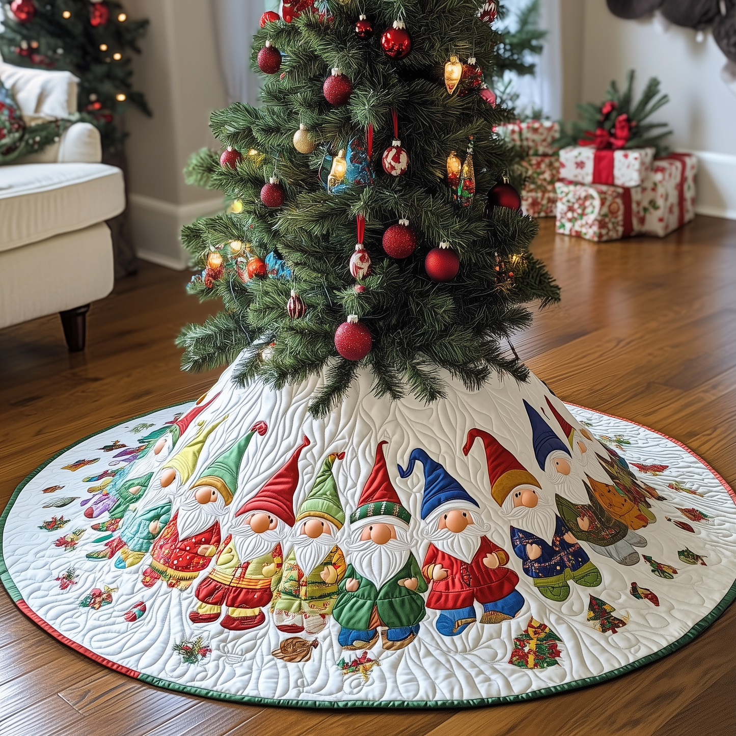 Winter Gnomes Quilted Tree Skirt GFTOTL509