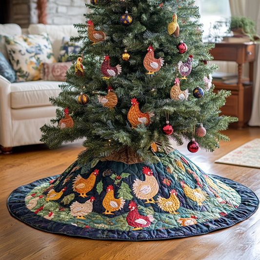 Gossiping Chickens Quilted Tree Skirt GFTOTL586