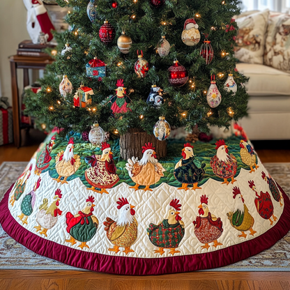 Gossiping Chickens Quilted Tree Skirt GFTOTL587