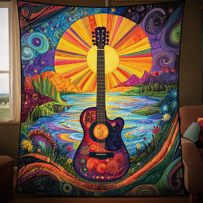 Guitar Peace Sign Quilted Blanket GFTOTL656