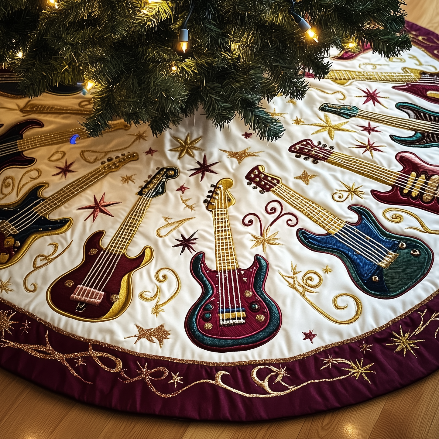 Swirls Guitar Quilted Tree Skirt GFTOTL660