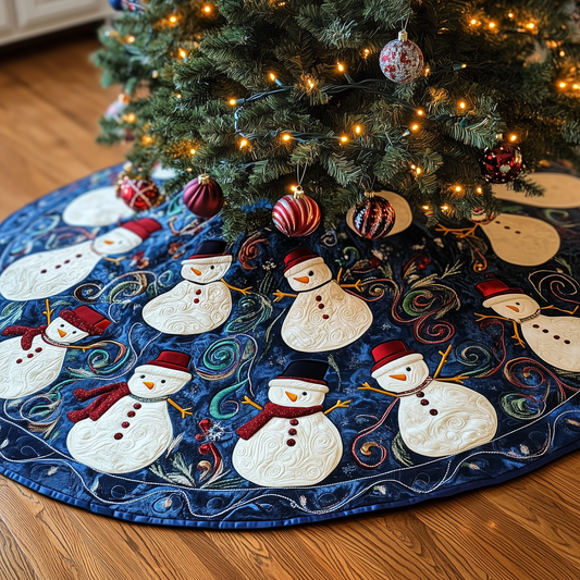 Swirls Snowmen Quilted Tree Skirt GFTOTL675