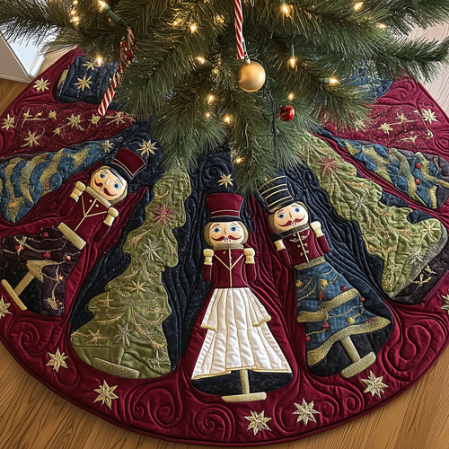 Burgundy Nutcrackers Quilted Tree Skirt GFTOTL679