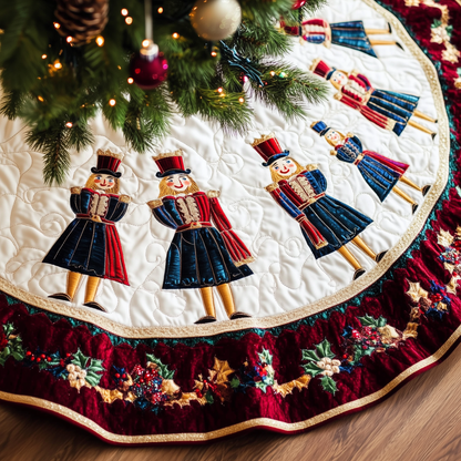 Burgundy Nutcrackers Quilted Tree Skirt GFTOTL686