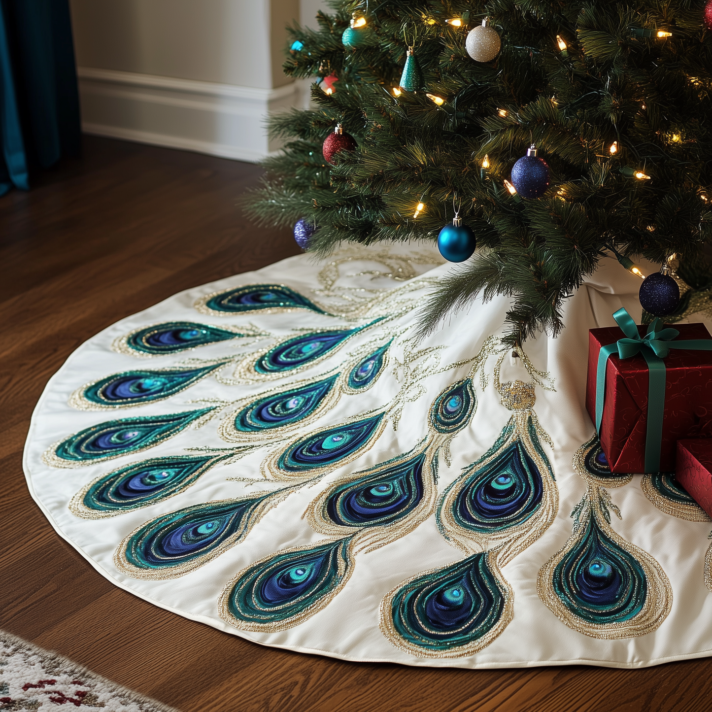 Peacock Feather Quilted Tree Skirt GFTOTL687