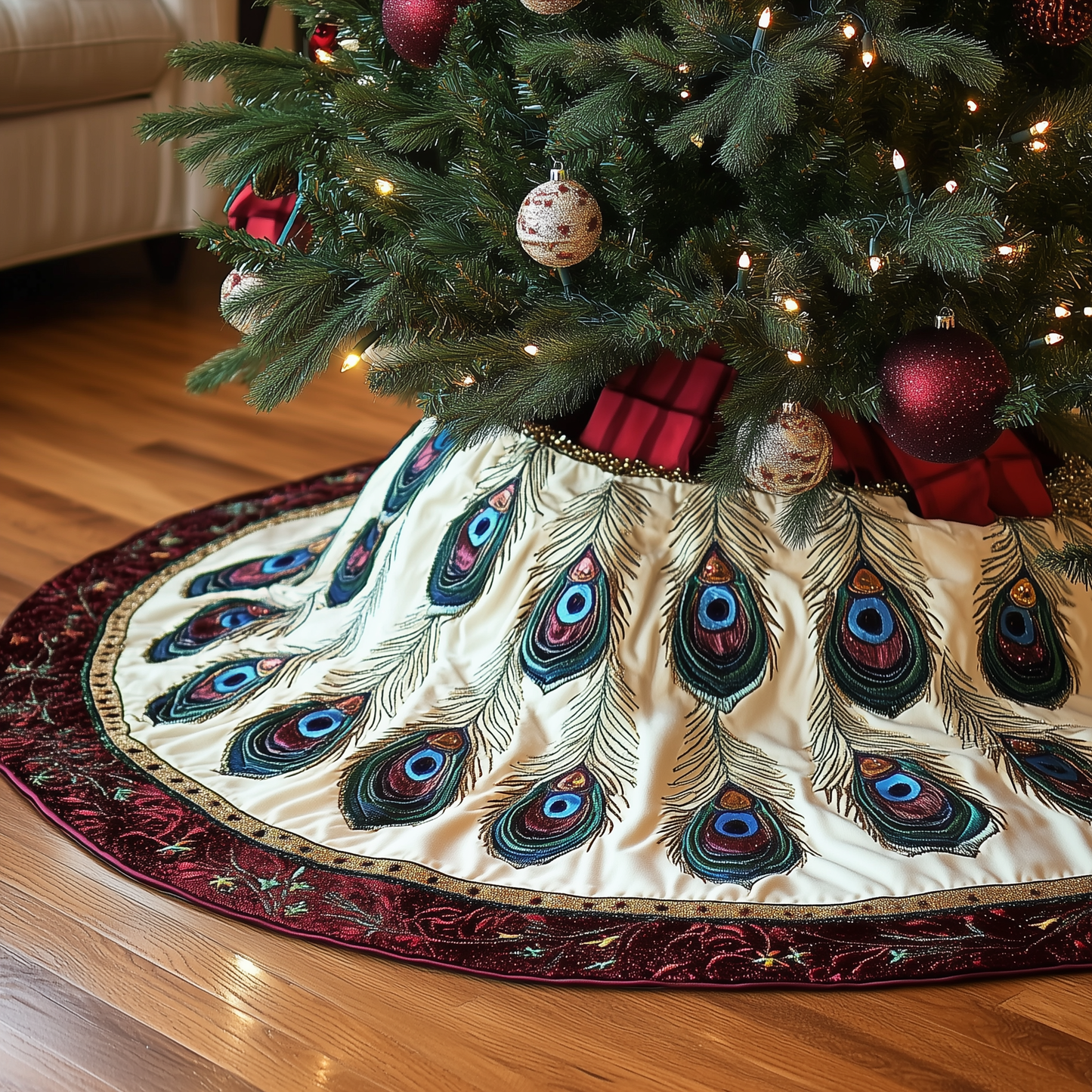 Peacock Feather Quilted Tree Skirt GFTOTL689