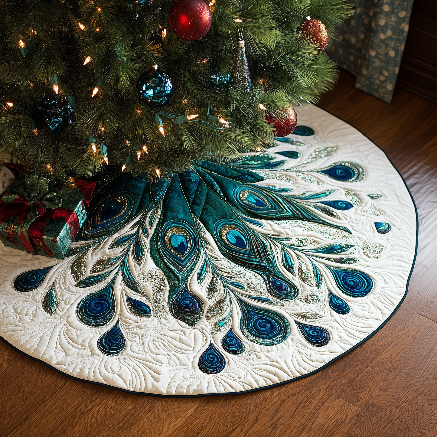 Peacock Feather Quilted Tree Skirt GFTOTL690