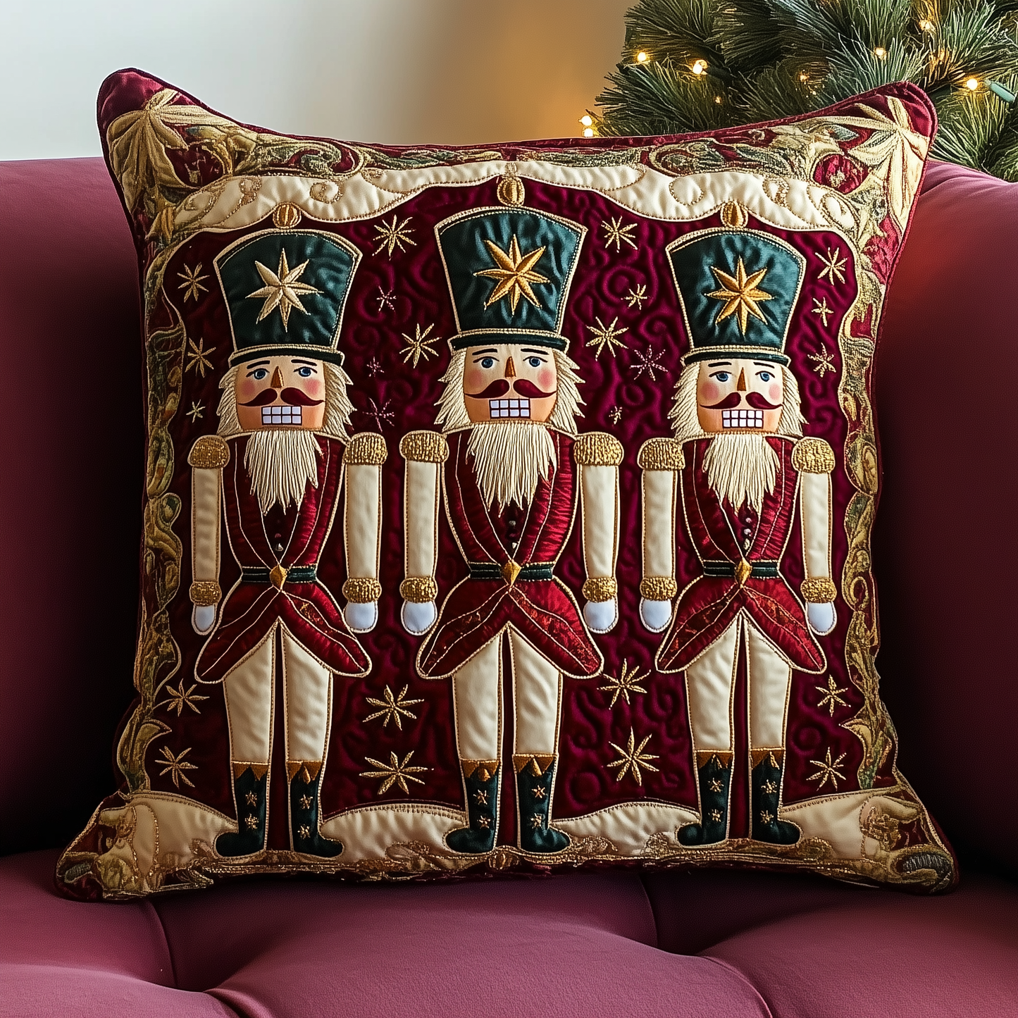 Burgundy Nutcracker Quilted Pillow Case GFTOTL742