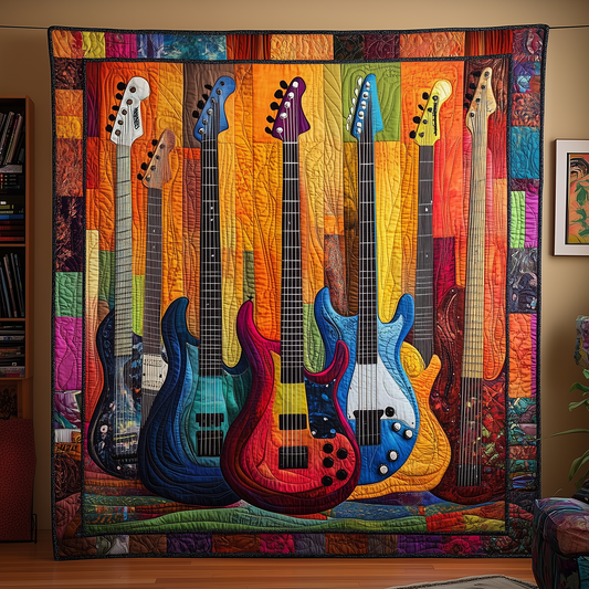 Guitar Bass Quilted Blanket GFTOTL765