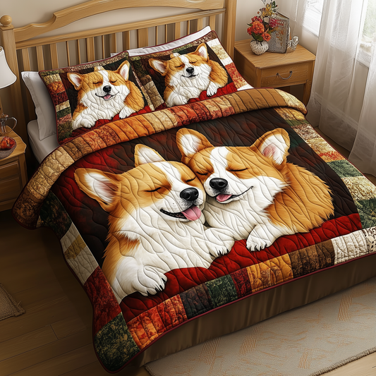 Sleepping Corgi 3-Piece Quilted Bedding Set GFTOTL774