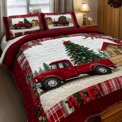 Vintage Red Truck 3-Piece Quilted Bedding Set GFTOTL780