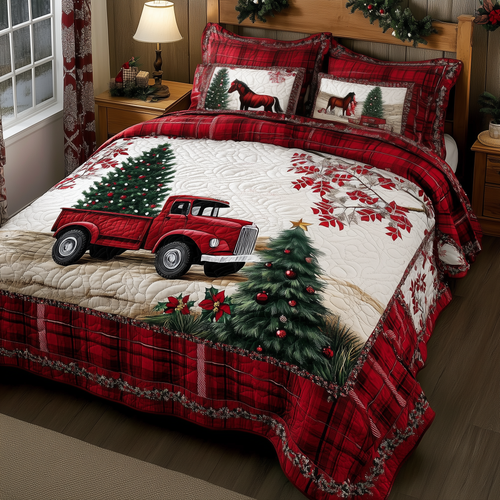 Vintage Red Truck 3-Piece Quilted Bedding Set GFTOTL781