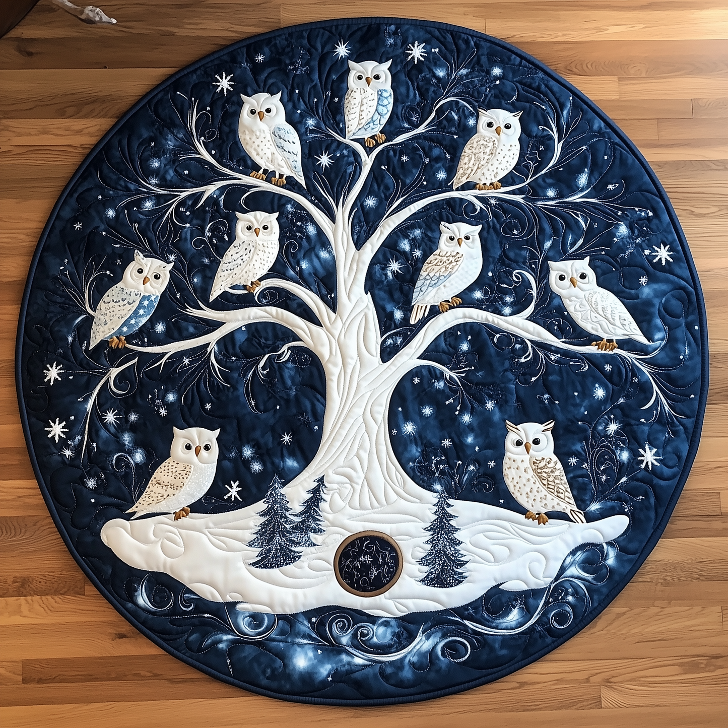 Snow Owls Quilted Round Mat GFTOTL821