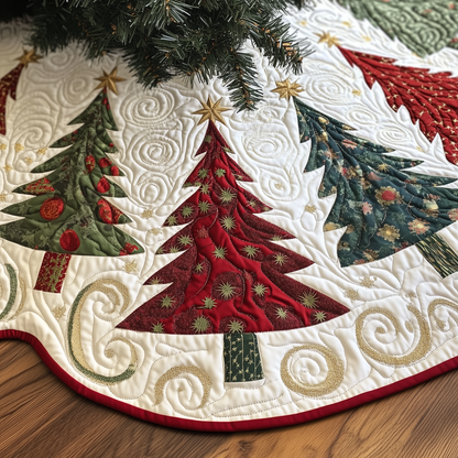 Colorful Christmas Trees Quilted Tree Skirt GFTOTL836