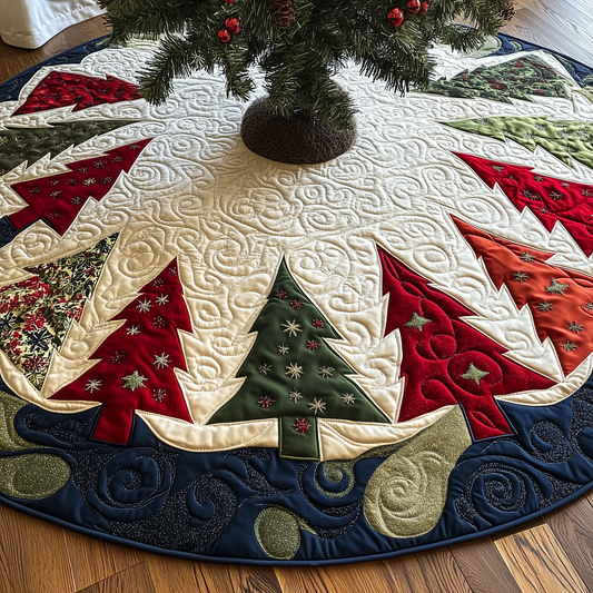 Colorful Christmas Trees Quilted Tree Skirt GFTOTL837