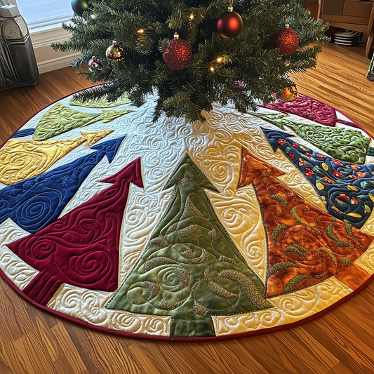 Colorful Christmas Trees Quilted Tree Skirt GFTOTL839