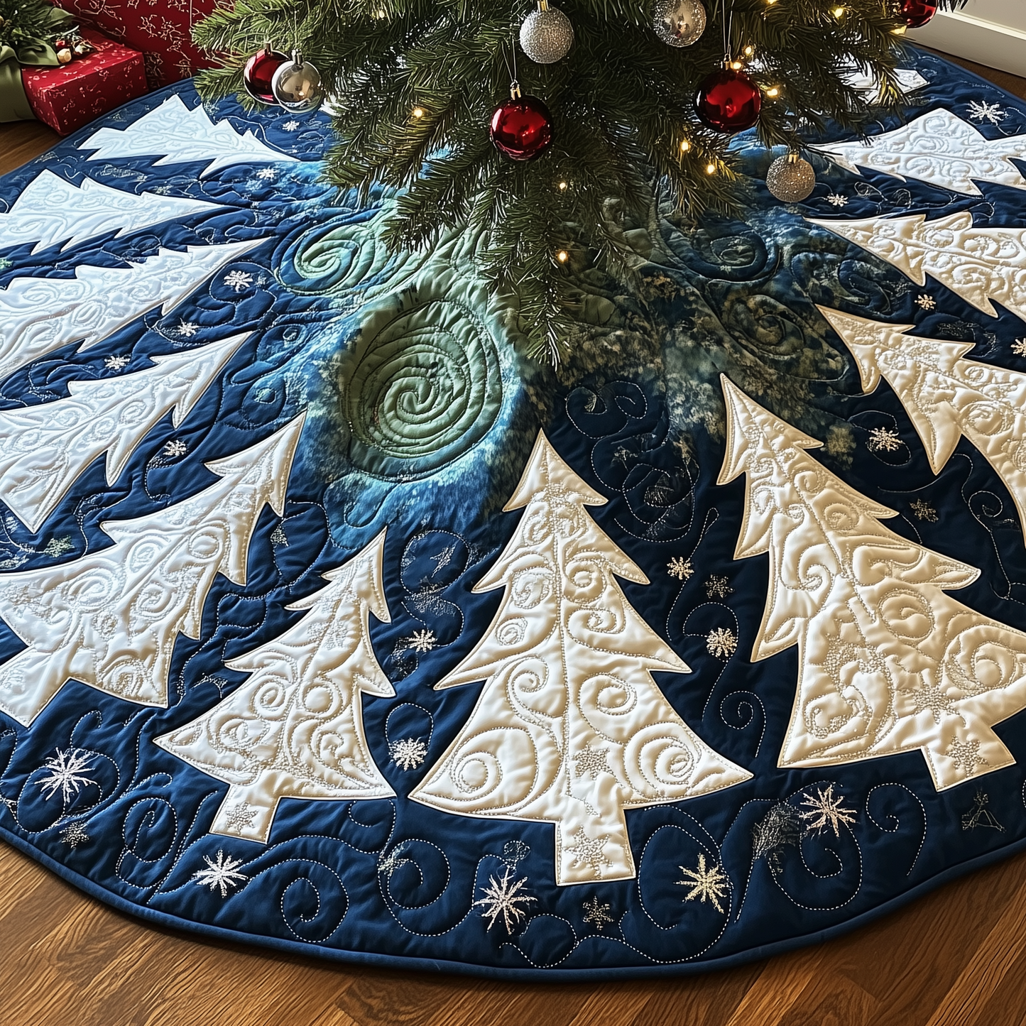 Colorful Christmas Trees Quilted Tree Skirt GFTOTL841