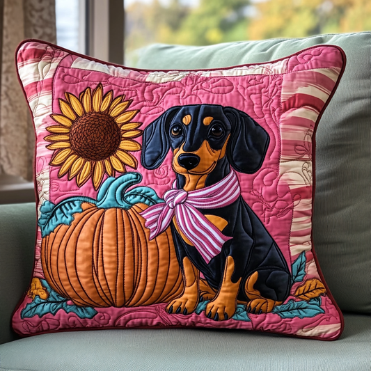 Dachshund Wear Pink Quilted Pillow Case GFTOTL842