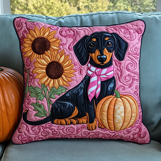 Dachshund Wear Pink Quilted Pillow Case GFTOTL844