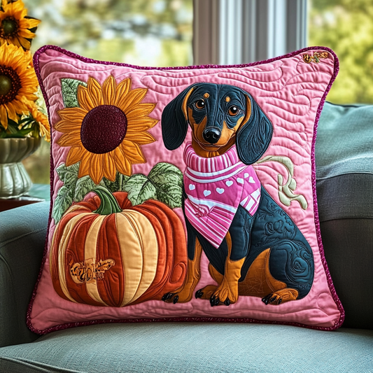 Dachshund Wear Pink Quilted Pillow Case GFTOTL845