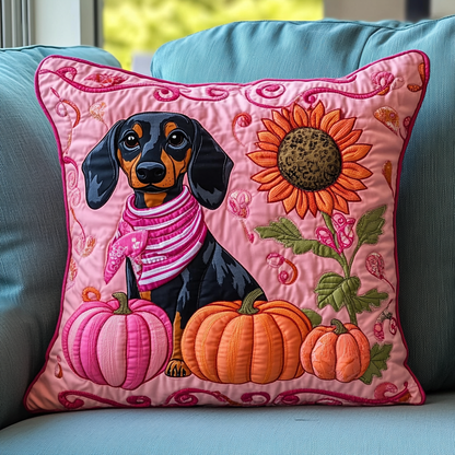 Dachshund Love Pink Quilted Pillow Case GFTOTL848