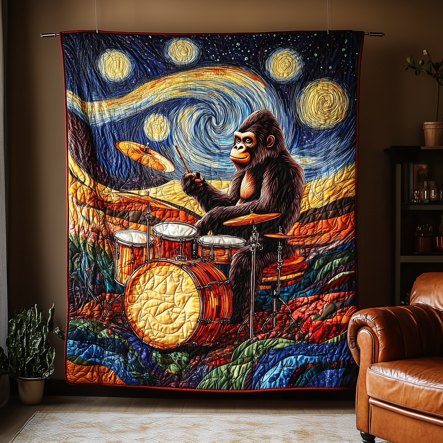 Drum Starry Night Quilted Blanket GFTOTL867