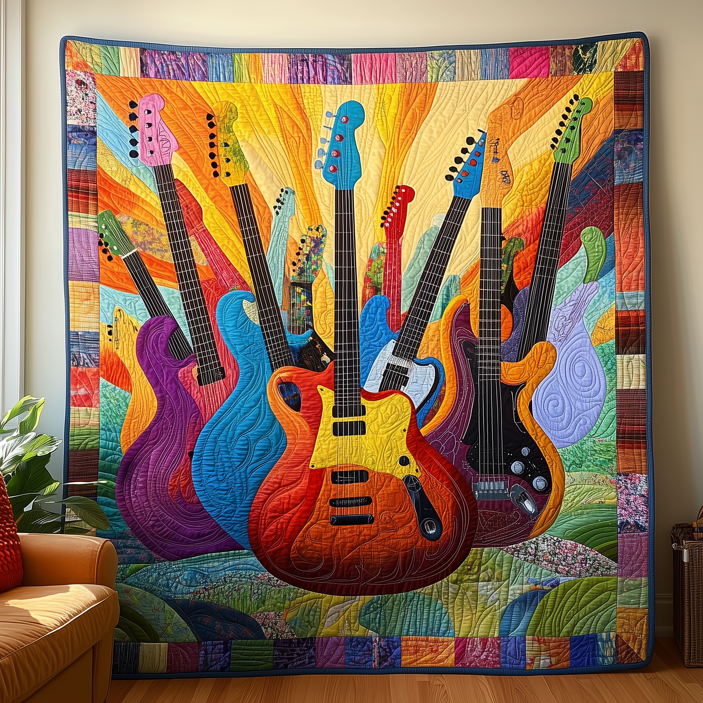 Guitars Party Quilted Blanket GFTOTL874