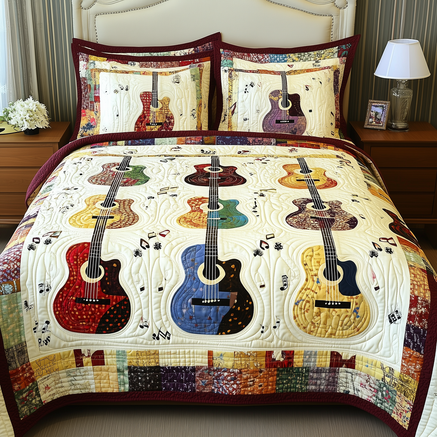 Guitars 3-Piece Quilted Bedding Set GFTOTL891