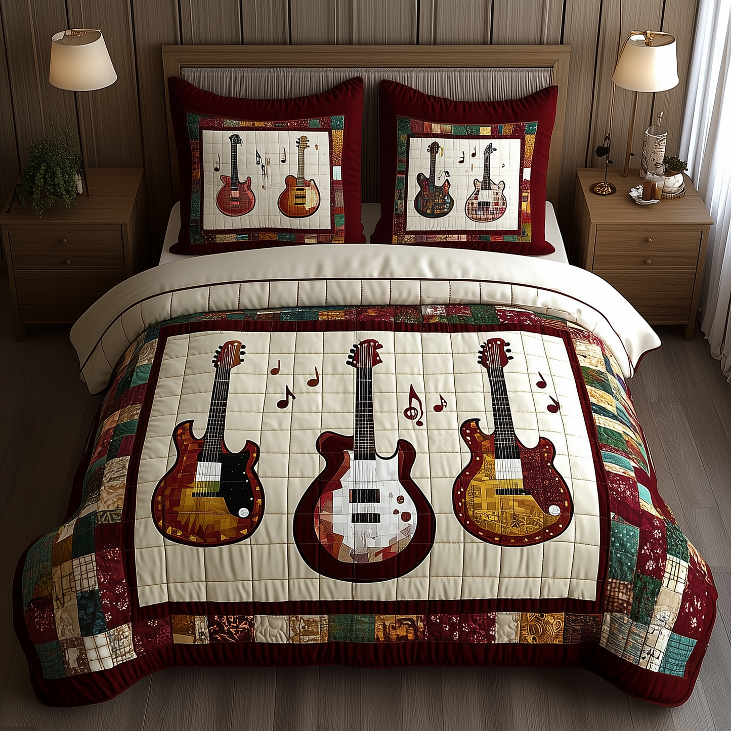 Guitars 3-Piece Quilted Bedding Set GFTOTL894