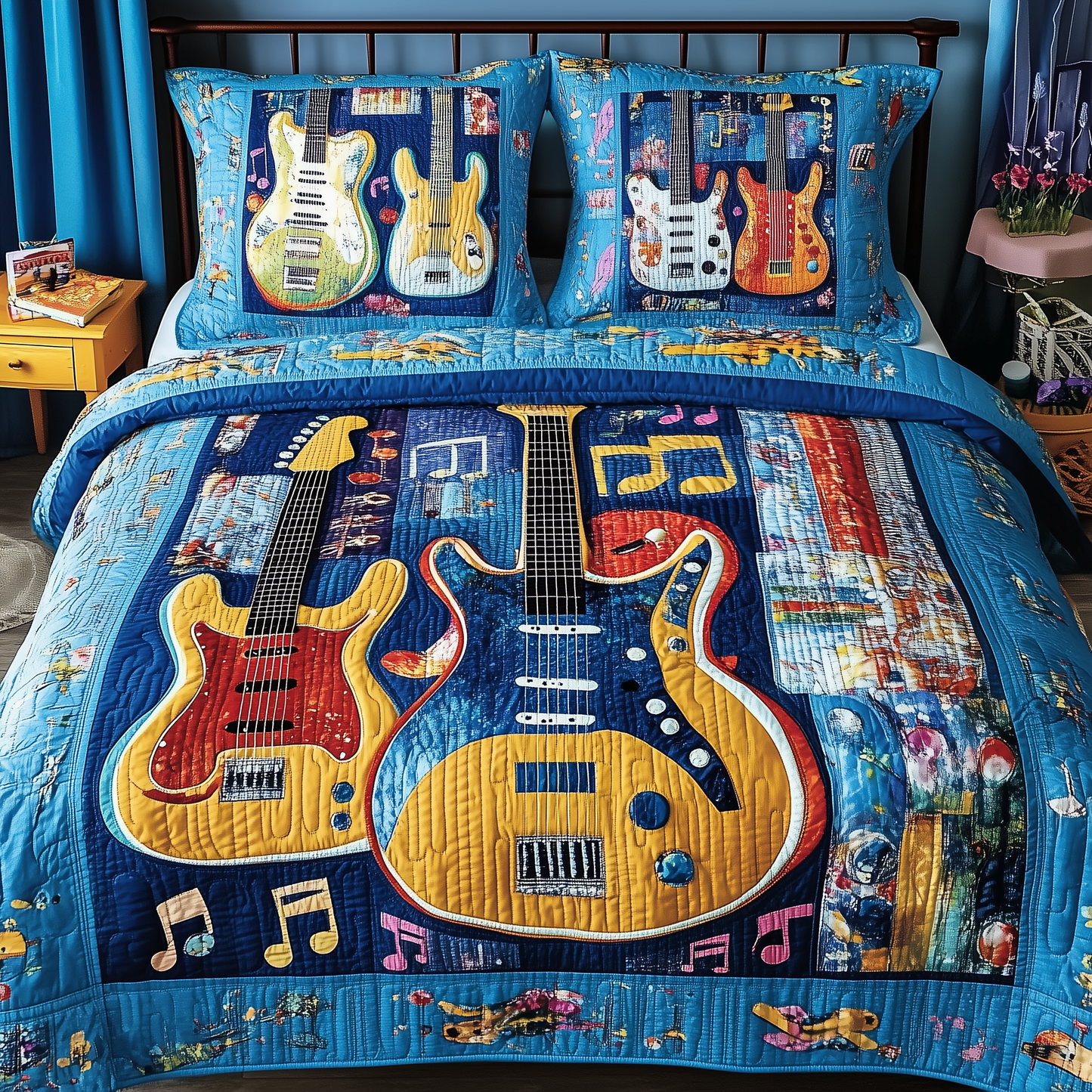 Guitars 3-Piece Quilted Bedding Set GFTOTL901