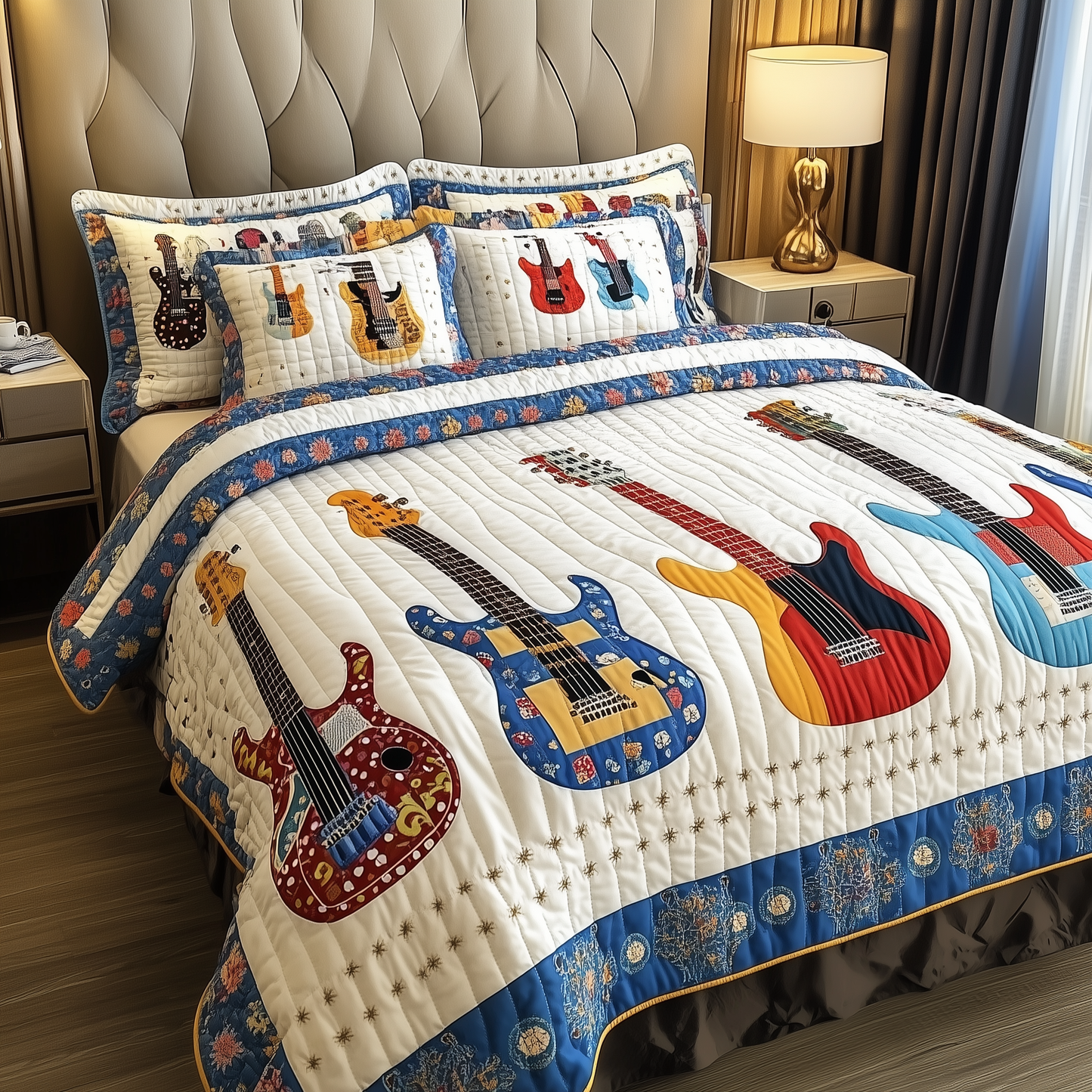 Guitars 3-Piece Quilted Bedding Set GFTOTL908