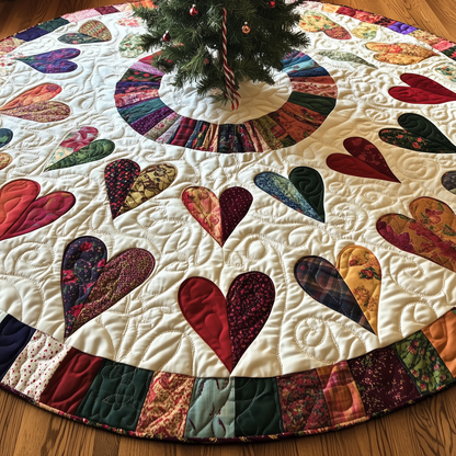 Candy Heart Christmas Quilted Tree Skirt GFTOTL917