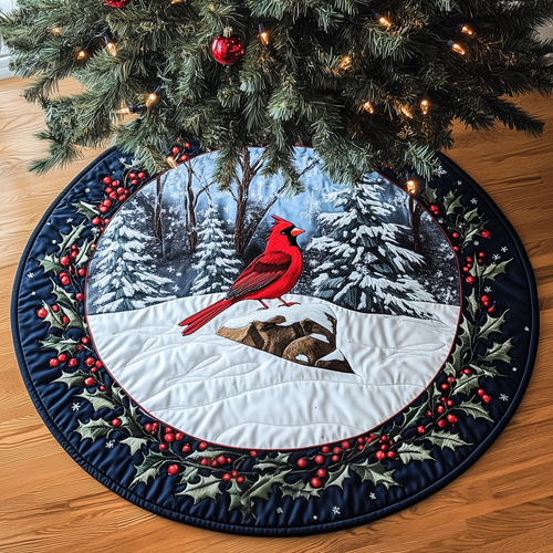 Red Cardinal Quilted Tree Skirt GFTOTP017