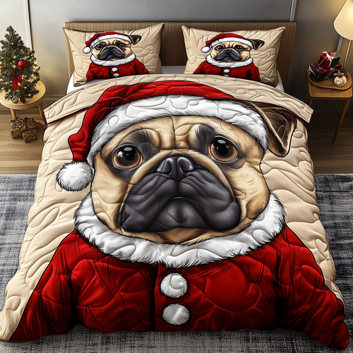 Christmas French Bulldog 3-Piece Quilted Bedding Set GFTOTP060