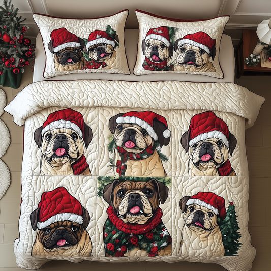 Christmas French Bulldog 3-Piece Quilted Bedding Set GFTOTP061