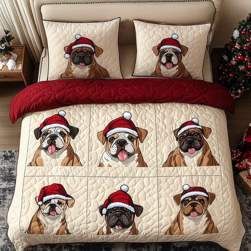 Christmas French Bulldog 3-Piece Quilted Bedding Set GFTOTP062