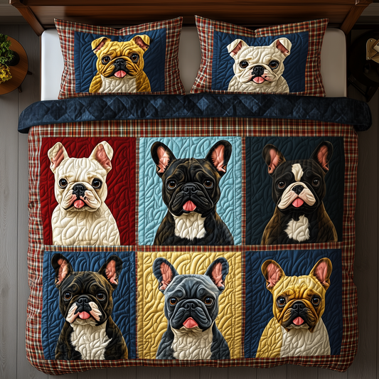 French Bulldog 3-Piece Quilted Bedding Set GFTOTP069