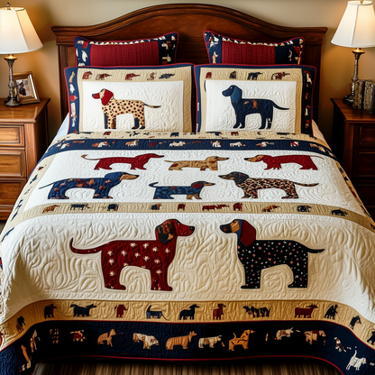 Dachshund 3-Piece Quilted Bedding Set GFTOTP076