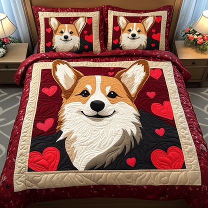 Corgi 3-Piece Quilted Bedding Set GFTOTP081