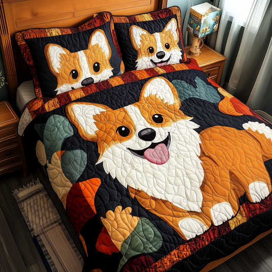 Corgi 3-Piece Quilted Bedding Set GFTOTP082