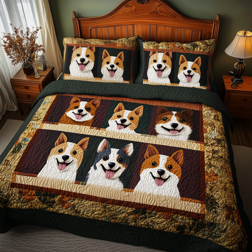 Corgi 3-Piece Quilted Bedding Set GFTOTP083