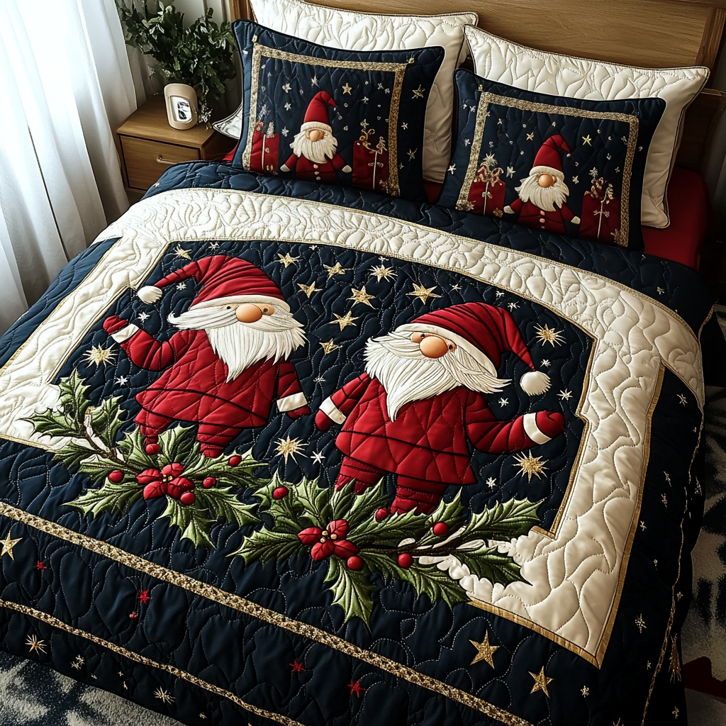 Christmas Gnome 3-Piece Quilted Bedding Set GFTOTP096