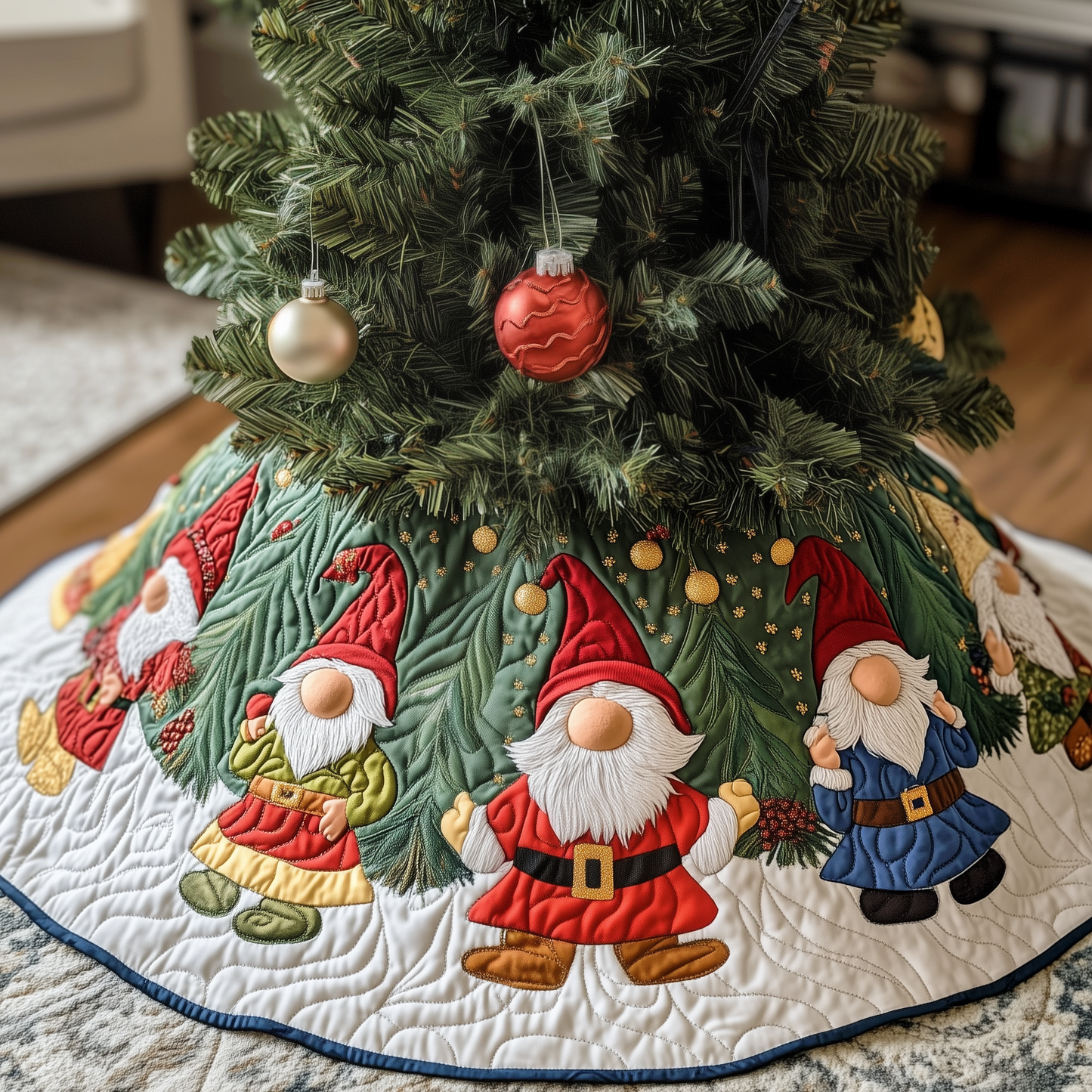 Christmas Gnome Quilted Tree Skirt GFTOTP101