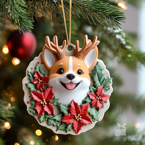 Christmas Corgi Mica Ornament GFTOTP1085