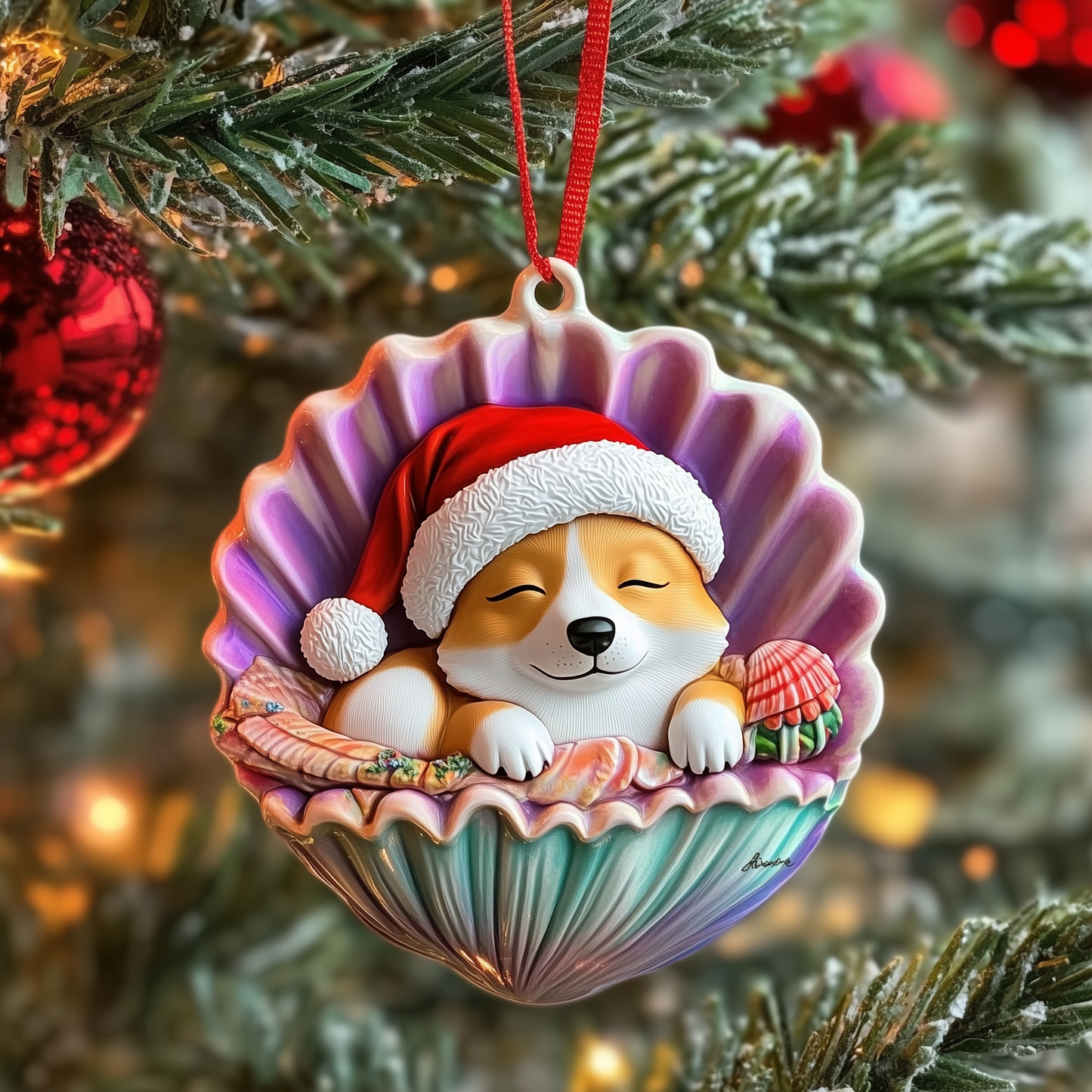 Christmas Corgi Mica Ornament GFTOTP1088