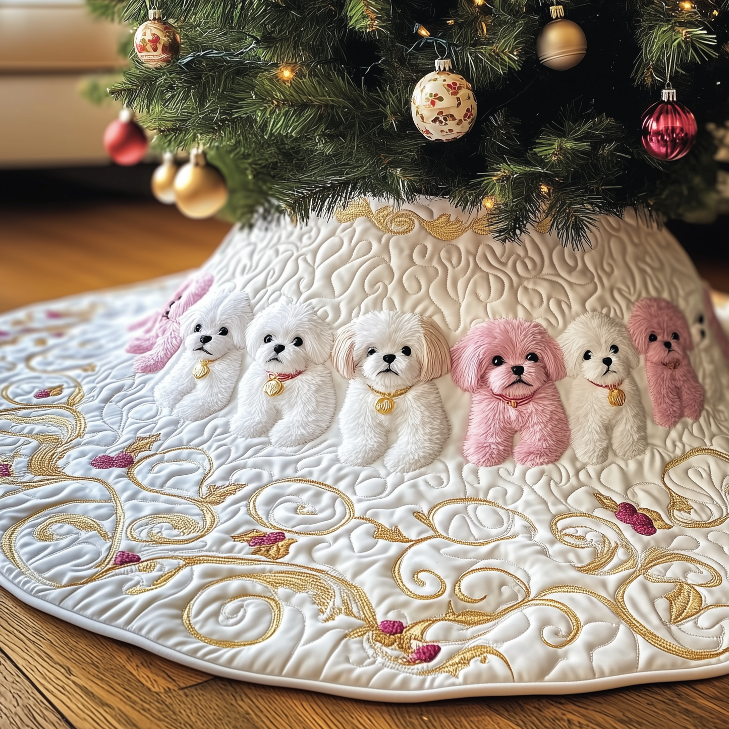 Adorable Bichon Frise Quilted Tree Skirt GFTOTP1094