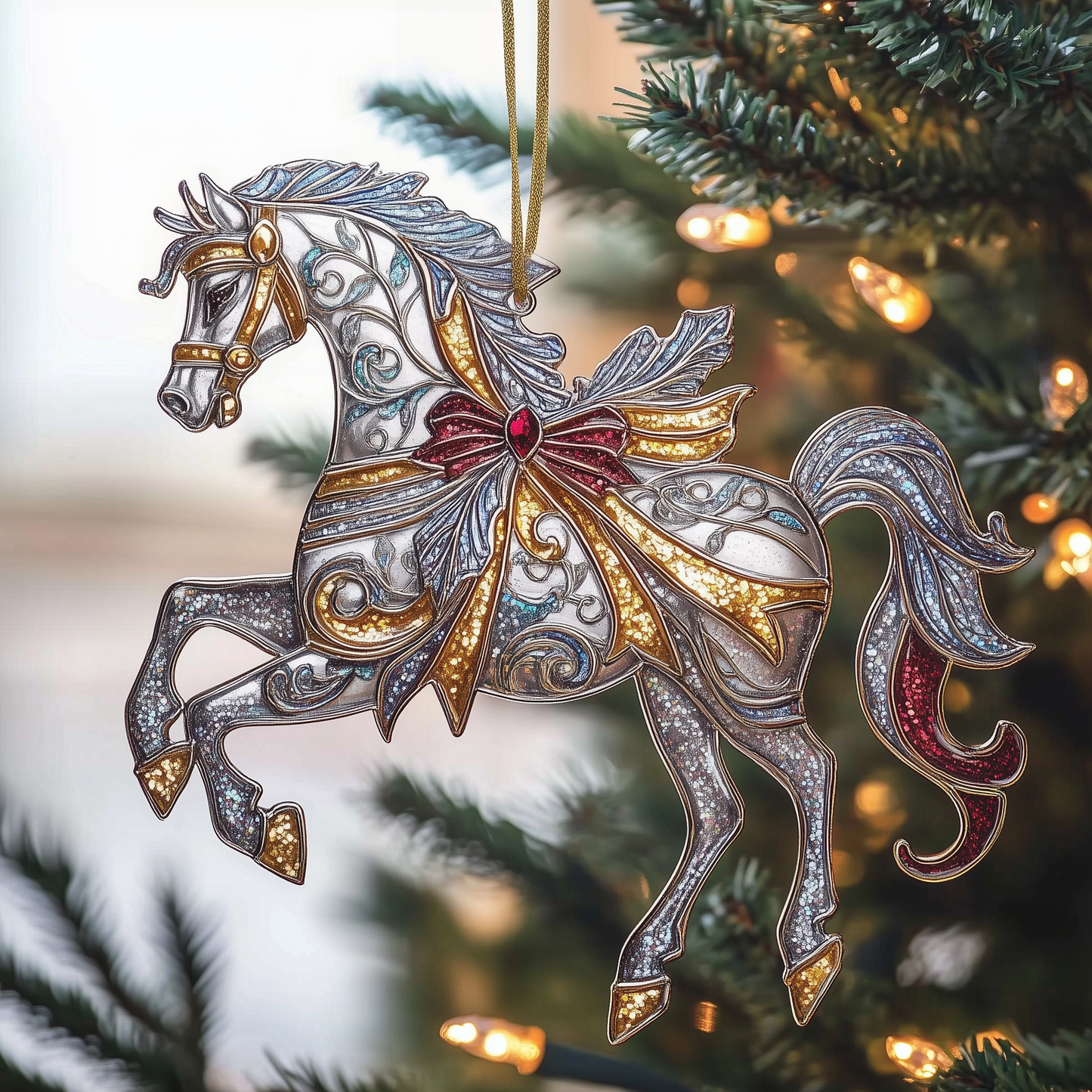 Festive Horse Mica Ornament GFTOTP1195