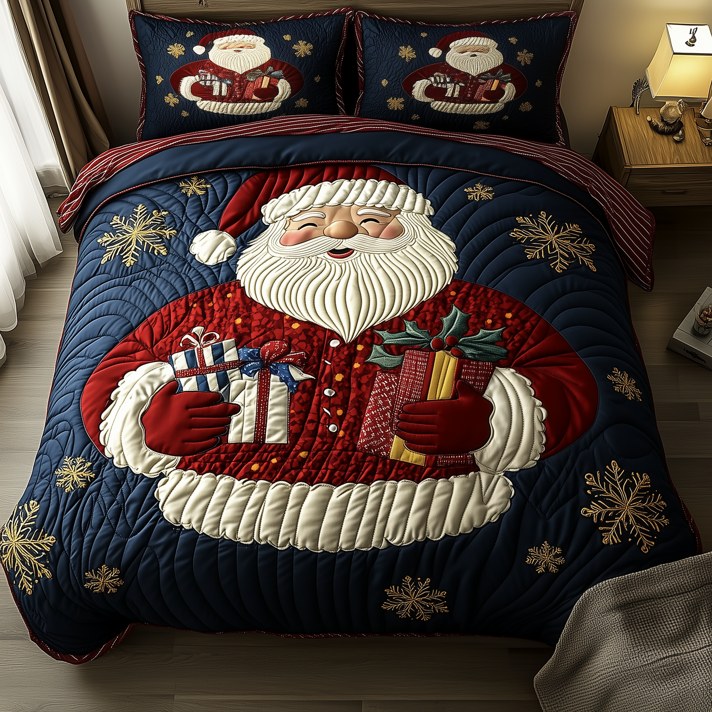 Santa Claus 3-Piece Quilted Bedding Set GFTOTP1202