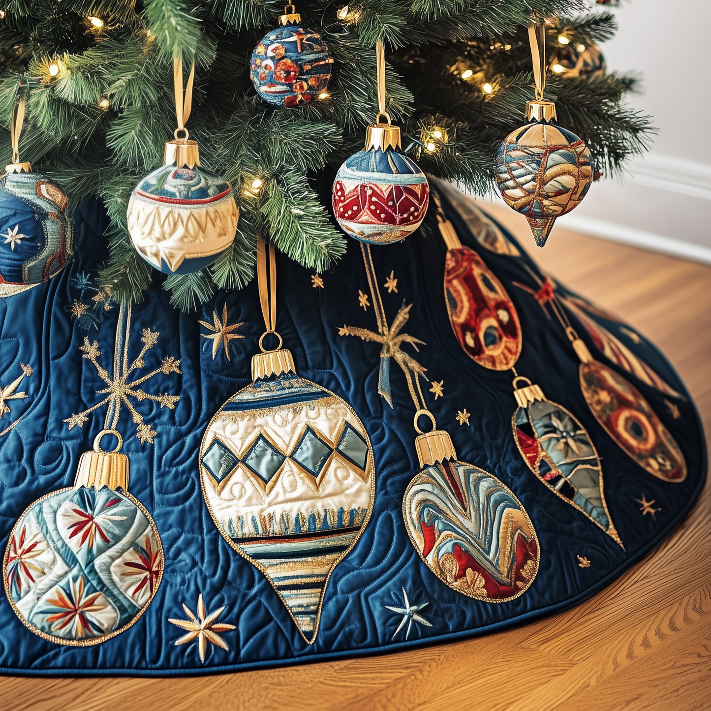 Christmas Ornament Quilted Tree Skirt GFTOTP1234